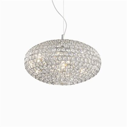 Lampa wisząca Orion SP8 Ideal Lux 066387   klosz  z chromowanych pierścieniami z  kryształkami w środku