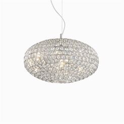 Lampa wisząca Orion SP8 Ideal Lux 066387   klosz  z chromowanych pierścieniami z  kryształkami w środku
