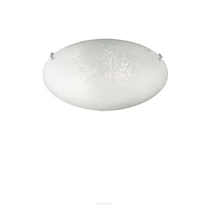 Plafon Lana PL2 Ideal Lux 068138  z przezroczystego szkła  w środku stonie ozdobiony  dekoracyjnym nadrukiem a na zewnetrznej stronie  piaskowany okrągły
