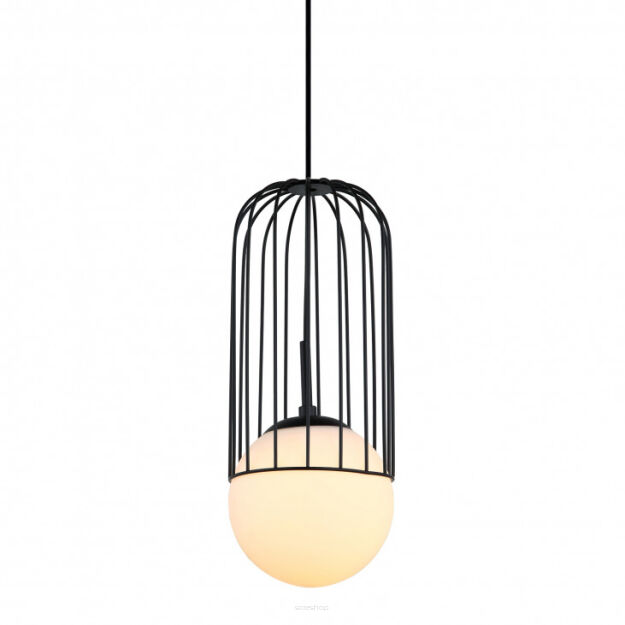 Lampa wisząca MATTY MDM-3939/1 BK Italux Czarna loftowa z białą kulą