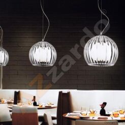 Lampa wisząca ARCADA L CLEAR AZzardo AZ0478 okrągły prązkowany klosz transparentny