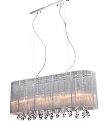 Lampa wisząca Isla MDM1870-4 WH Italux  biały abażur z tkaniny styl pałacowy elegancki kryształki