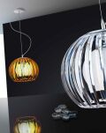 Lampa wisząca ARCADA M ORANGE AZzardo AZ0482 okrągły prązkowany klosz pomarańczowy - 2