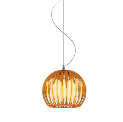 Lampa wisząca ARCADA M ORANGE AZzardo AZ0482 okrągły prązkowany klosz pomarańczowy
