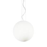 Lampa wisząca Mapa Bianco SP1 D50  Ideal Lux  032122 Klosz w kształcie kuli z białego szkła oprawa z metalu w kolorze niklu