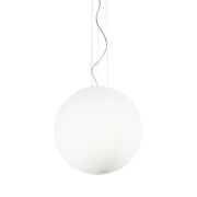 Lampa wisząca Mapa Bianco SP1 D50  Ideal Lux  032122 Klosz w kształcie kuli z białego szkła oprawa z metalu w kolorze niklu