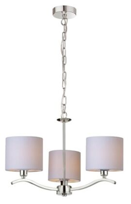 Lampa wisząca CARMEN PENDANT RLD94103-3 Zuma Line klosze z beżowego materiału w kształcie tub delikatny klasyczny chromowana podstawa