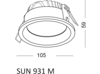 LAMPA WPUSZCZANA ELKIM SUN 931 M Nowoczesna techniczna LED 6W 3000K średnica 10,5 cm czarna biała lub złota - 5