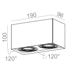 Oprawa natynkowa SQUARES 50x2 230V  AQForm prostokąt podwójna techniczna - 3