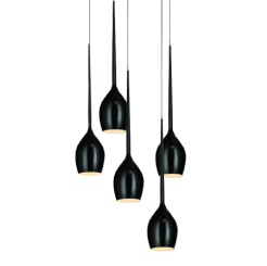 Lampa wisząca Izza 5 Shiny Black AZzardo MD1288A-5BL AZ0312 czarne klosze w kształcie kielichów nowoczesny
