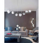 Lampa wisząca SYBILLA 7 PENDANT DEL-8389-7P AZ2102 Azzardo białe szklane klosze w kształcie kul na listwie - 2