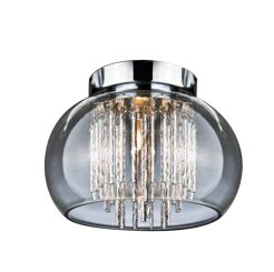 Plafon Rego AZzardo 3957-1X AZ1001 kryształki wyłaniają się spod okrągłego klosza elegancka kryształowa