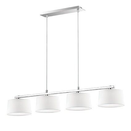 Lampa wisząca Hilton SB4 Ideal Lux  075495 Klosze z folii PVC pokrytej tkaniną i od dołu piaskowanym szkłem metalowa rama w  kolorze chromu