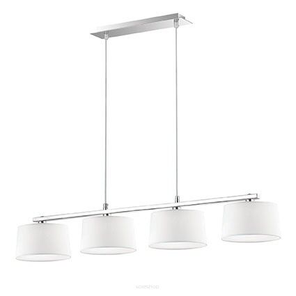 Lampa wisząca Hilton SB4 Ideal Lux  075495 Klosze z folii PVC pokrytej tkaniną i od dołu piaskowanym szkłem metalowa rama w  kolorze chromu