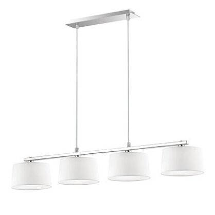 Lampa wisząca Hilton SB4 Ideal Lux  075495 Klosze z folii PVC pokrytej tkaniną i od dołu piaskowanym szkłem metalowa rama w  kolorze chromu
