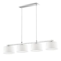 Lampa wisząca Hilton SB4 Ideal Lux  075495 Klosze z folii PVC pokrytej tkaniną i od dołu piaskowanym szkłem metalowa rama w  kolorze chromu