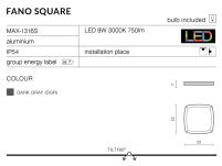 Oprawa FANO SQUARE  IP54 LED 9W AZ2186 Azzardo kwadratowa szara zewnetrzna/wewnetrzna - 3
