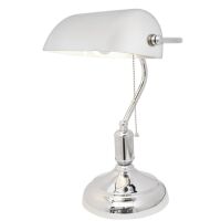 Lampa stołowa BANKER LDT 305 (WT+CHR) Lumina Deco bankierska biała
