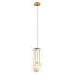 Lampa wisząca Simon MDM-3938/1 GD Italux Złoty druciak szklana kula  - 2