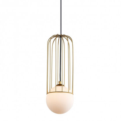 Lampa wisząca Simon MDM-3938/1 GD Italux Złoty druciak szklana kula 