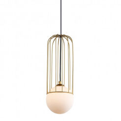 Lampa wisząca Simon MDM-3938/1 GD Italux Złoty druciak szklana kula 