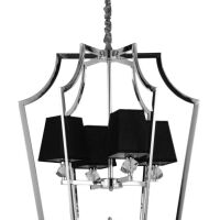NOWOCZESNA LAMPA WISZĄCA CHROMOWANA Z CZARNYMI ABAŻURAMI MONTERO LDP 1249-4 (CHR+BK)