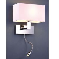 Kinkiet Martens AZzardo MB2251-B-LED-R WH AZ1526 z metalu w kolorze chromu i białego materiału w kształcie prostokąta nowoczesna do czytania LED