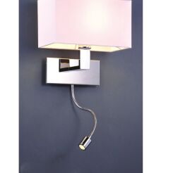Kinkiet Martens AZzardo MB2251-B-LED-R WH AZ1526 z metalu w kolorze chromu i białego materiału w kształcie prostokąta nowoczesna do czytania LED