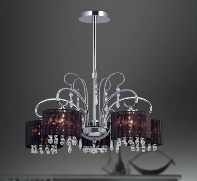 Lampa wisząca Span MDM1583/5 Italux Italux  chrom czarny abażur styl pałacowy elegancki 