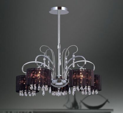 Lampa wisząca Span MDM1583/5 Italux Italux  chrom czarny abażur styl pałacowy elegancki 