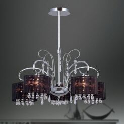 Lampa wisząca Span MDM1583/5 Italux Italux  chrom czarny abażur styl pałacowy elegancki 