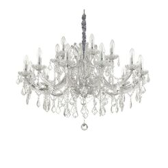 Lampa wisząca Żyrandol Napoleon SP18 chrom 167268 KRYSZTAŁOWY KLASYCZNYIP20 E27 metal Ideal Lux OPRAWA W STYLU KLASYCZNYM
