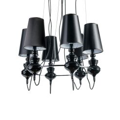 LAMPA WISZĄCA BAROCO 6 BLACK AZzardo AZ1379 styl barokowy z tkaniny i metalu