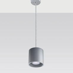 Okrągła lampa wisząca Orbis szary walec  SL.0052 SOLLUX LIGHTING techniczna nowoczesna okrągła