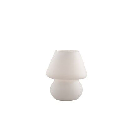 Lampa stołowa Prato TL1 SMALL BIANCO  Ideal Lux 074726    klosz wykonany z dmuchanego szkła ma kolor biały