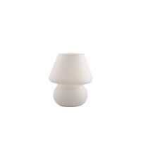 Lampa stołowa Prato TL1 SMALL BIANCO  Ideal Lux 074726    klosz wykonany z dmuchanego szkła ma kolor biały