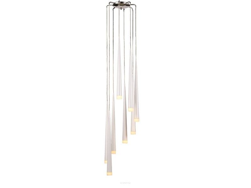 Lampa wisząca Stylo 8 AZzardo AZ0209 biała klosze w kształcie stożków na końcach szklane