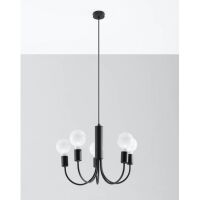 Lampa wisząca PICCOLO 5 SL.0855 SOLLUX LIGHTING loft industrial czarna
