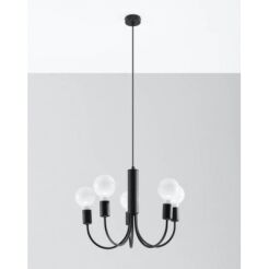 Lampa wisząca PICCOLO 5 SL.0855 SOLLUX LIGHTING loft industrial czarna