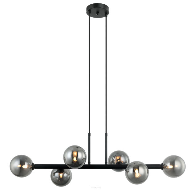 Lampa wisząca Olbia PND-38679-6-BK+SG  czarna nowoczesna kule umieszczone na podłużnej listwie