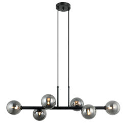 Lampa wisząca Olbia PND-38679-6-BK+SG  czarna nowoczesna kule umieszczone na podłużnej listwie