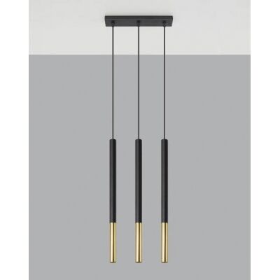 Lampa wisząca MOZAICA 1 SL.0892 SOLLUX LIGHTING nowoczesna 3x G9 czarno-złota listwa