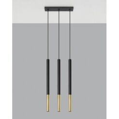 Lampa wisząca MOZAICA 1 SL.0892 SOLLUX LIGHTING nowoczesna 3x G9 czarno-złota listwa