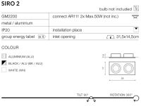 Lampa sufitowa wpuszczana techniczna czarna SIRO 2 AZ2806 - 2