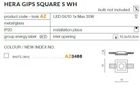 Lampa sufitowa wpustowa HERA GIPS SQUARE S WH biała minimalistyczyna - 2