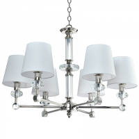 LAMPA WISZĄCA DOHA LAMPA KRYSZTAŁOWYMI DETALAMI I ABAŻURAMI Z TKANINY COSMO LIGHT P06285WH NI