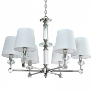 LAMPA WISZĄCA DOHA LAMPA KRYSZTAŁOWYMI DETALAMI I ABAŻURAMI Z TKANINY COSMO LIGHT P06285WH NI