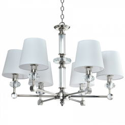 LAMPA WISZĄCA DOHA LAMPA KRYSZTAŁOWYMI DETALAMI I ABAŻURAMI Z TKANINY COSMO LIGHT P06285WH NI