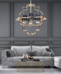 Lampa wisząca BALTIMORE LDP 8020-4 (GD+BK) Lumina Deco glamour złota z czarnymi abażurami - 2