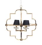 Lampa wisząca BALTIMORE LDP 8020-4 (GD+BK) Lumina Deco glamour złota z czarnymi abażurami - 3